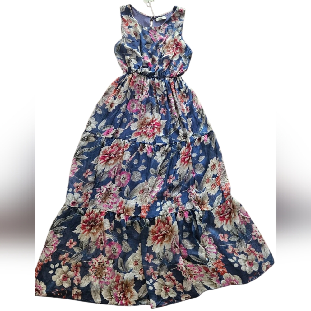 LARA G Floral Flowy Maxi Sleeveless Dress Size L